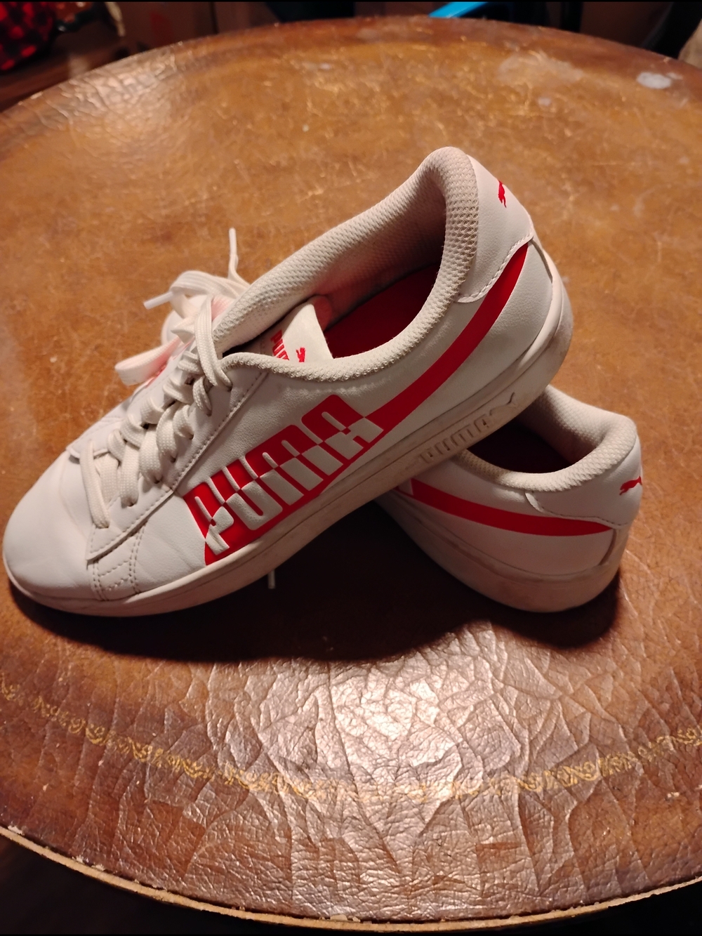 Puma White and Red Classic Sneakers